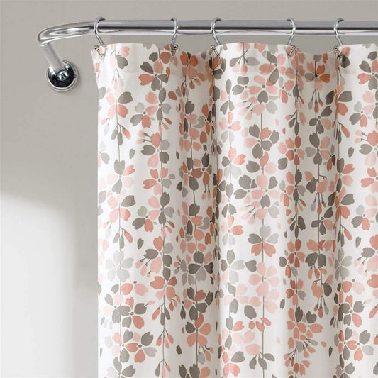 Lush Decor Weeping Flower Shower Curtain 72"W x 72"L Blush & Gray - Fabric Shower Curtains for Bathroom - Floral Bathroom Curtain - Cottage Core Decor