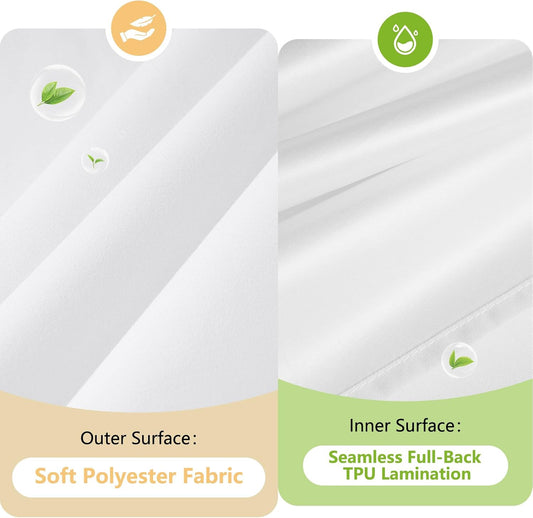 Seenus White Ruffle Shower Curtain with Waterproof TPU Backed Lightweight