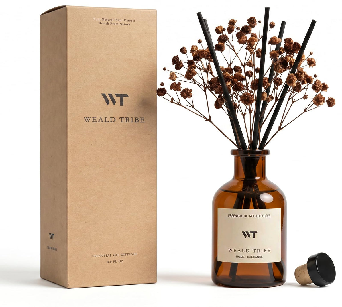 WEALD TRIBE Flower Reed Diffuser Set Clean White Linen Scent for Bathroom Air Fresheners | 4.0 fl oz Fragrance Oils with Sticks Home Fragrance Defusers | House Bedroom Office Shelf Decor & Gift