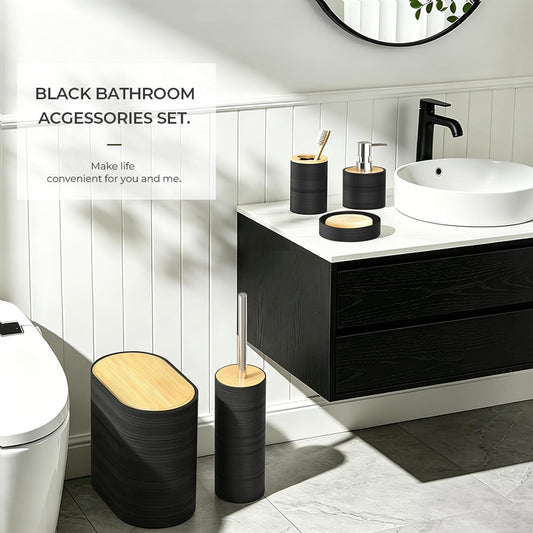 Bathroom Accessory Set, 6-Pcs Black