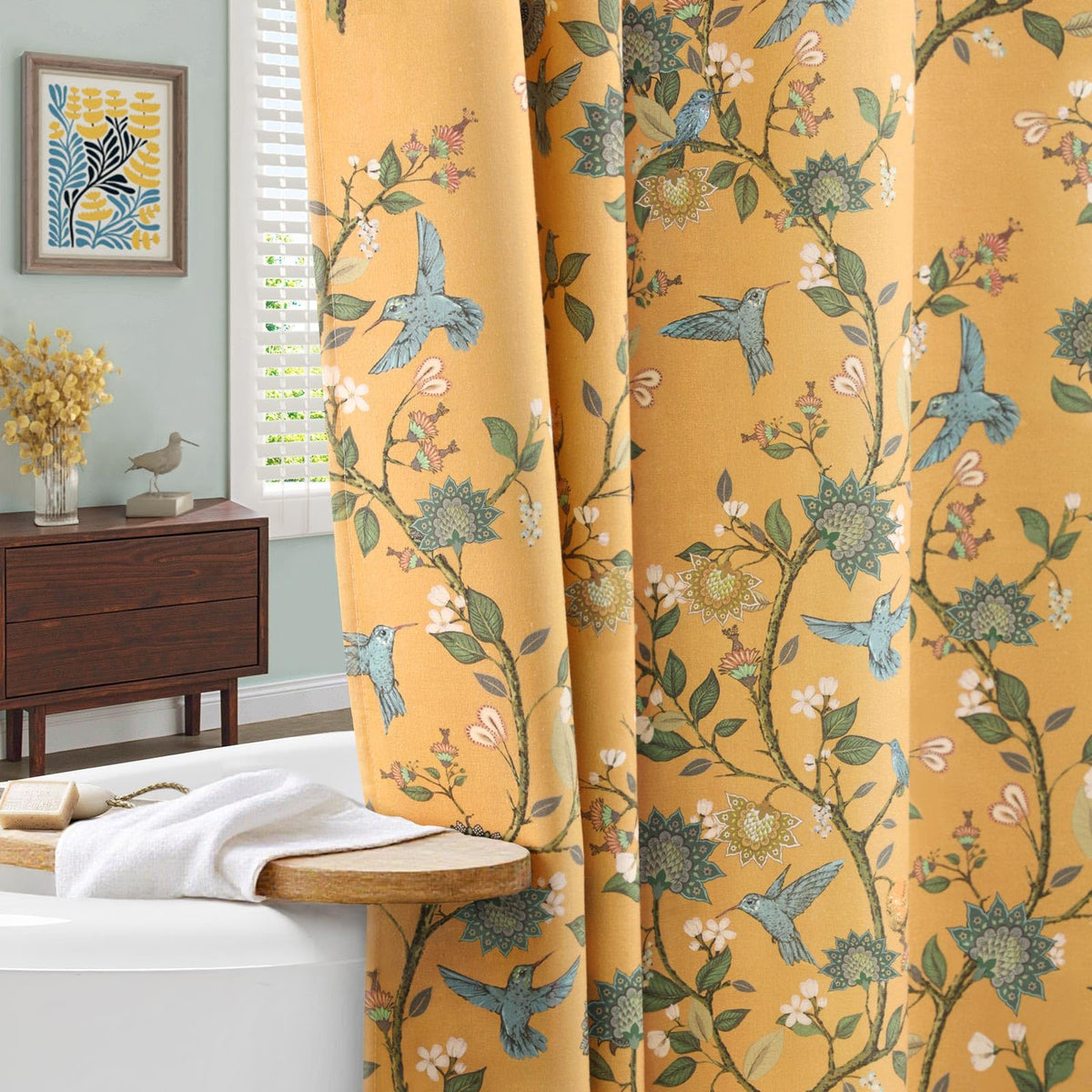 Floral Terracotta Boho Shower Curtain,Vintage Anthropologie Linen Shower Curtains for Bathroom,72Wx72H