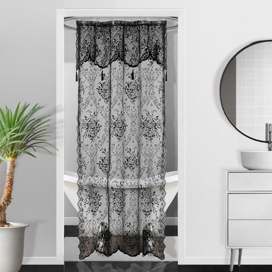 Warm Home Designs Black Stall Shower Curtain with Valance. LA Black 36