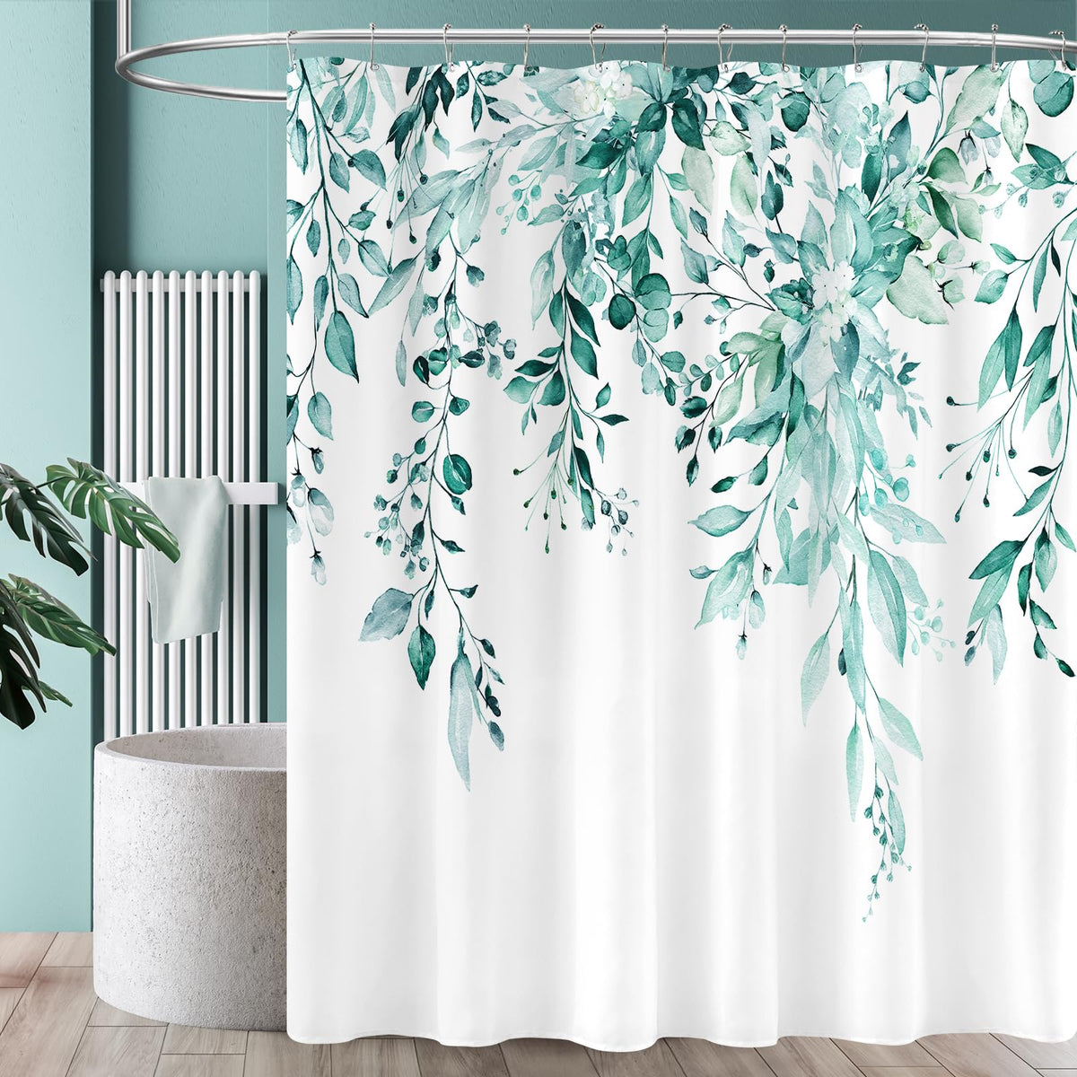 Sage Green Eucalyptus Fabric Shower Curtain for Bathroom, 72x72