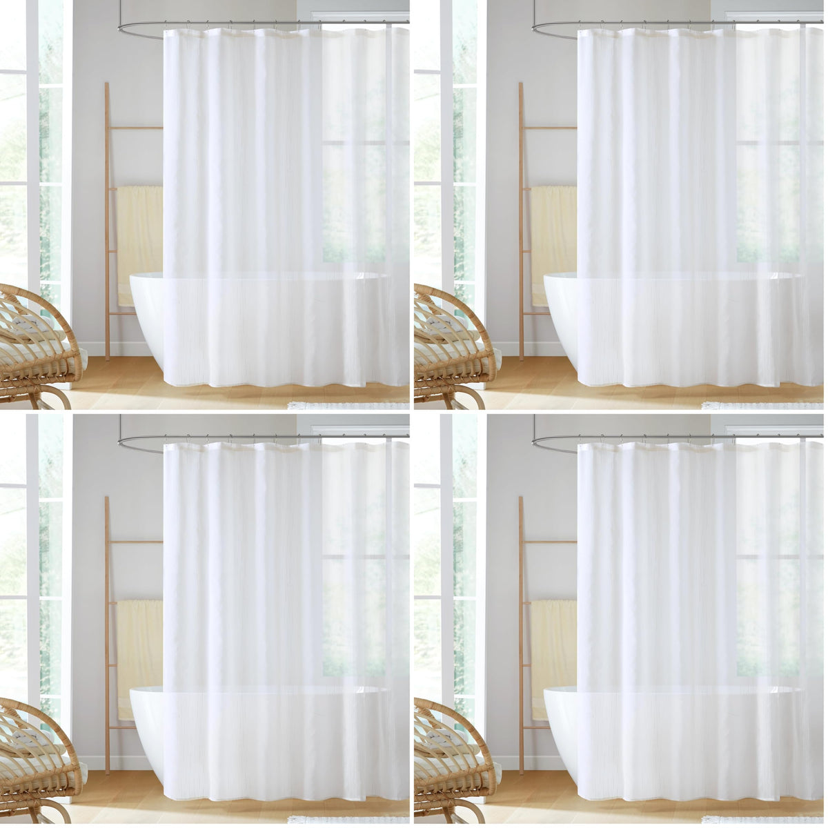 Madison Park Anna Sheer Shower Curtain for Bathroom, 72 x 72, White