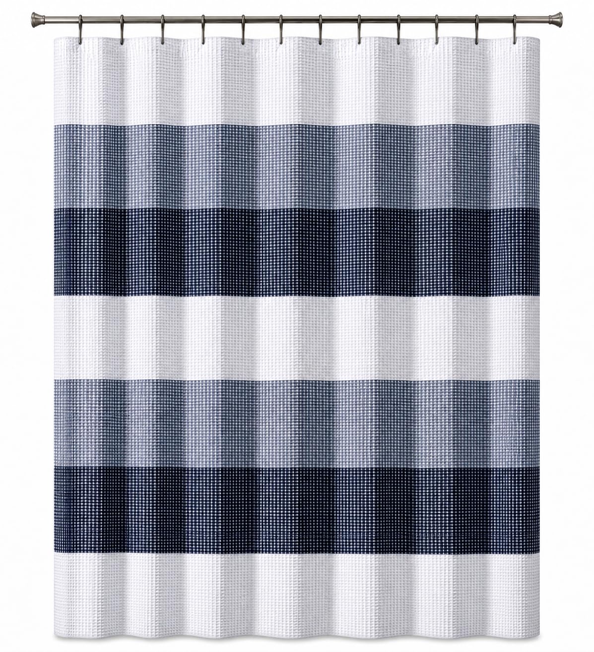 Dainty Home Ombre Waffle Weave Shower Curtain 70 x 72 Blush Textured Fabric Shower Curtain, Hotel Style Waffle Weave Bathroom Curtain, Water Resistant Polyester Ombre Shower Curtain