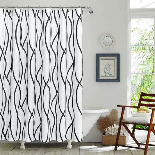 Fabric Modern Shower Curtain-Black and White Shower Curtains for Bathroom