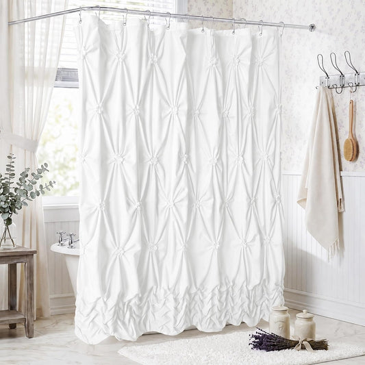 Modern Farmhouse Shower Curtain White Fabric Shower Curtain 72 x 72