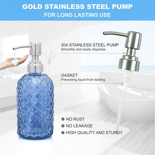 LaMarriti Blue Bathroom Accessories Set, 4Pcs Clear Glass Bathroom Set