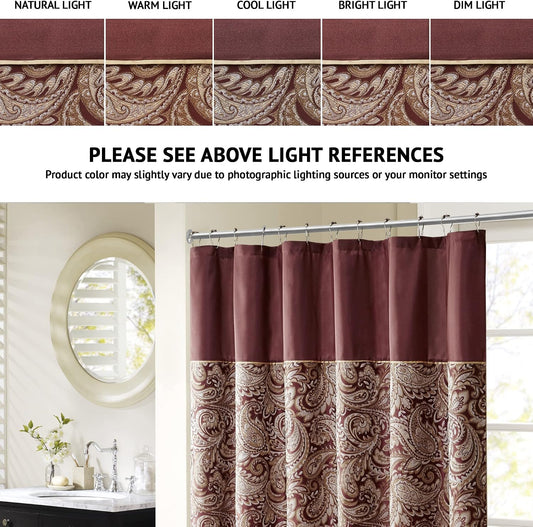 Madison Park Aubrey Shower Curtain for Bathroom, 72 x 72, Burgundy