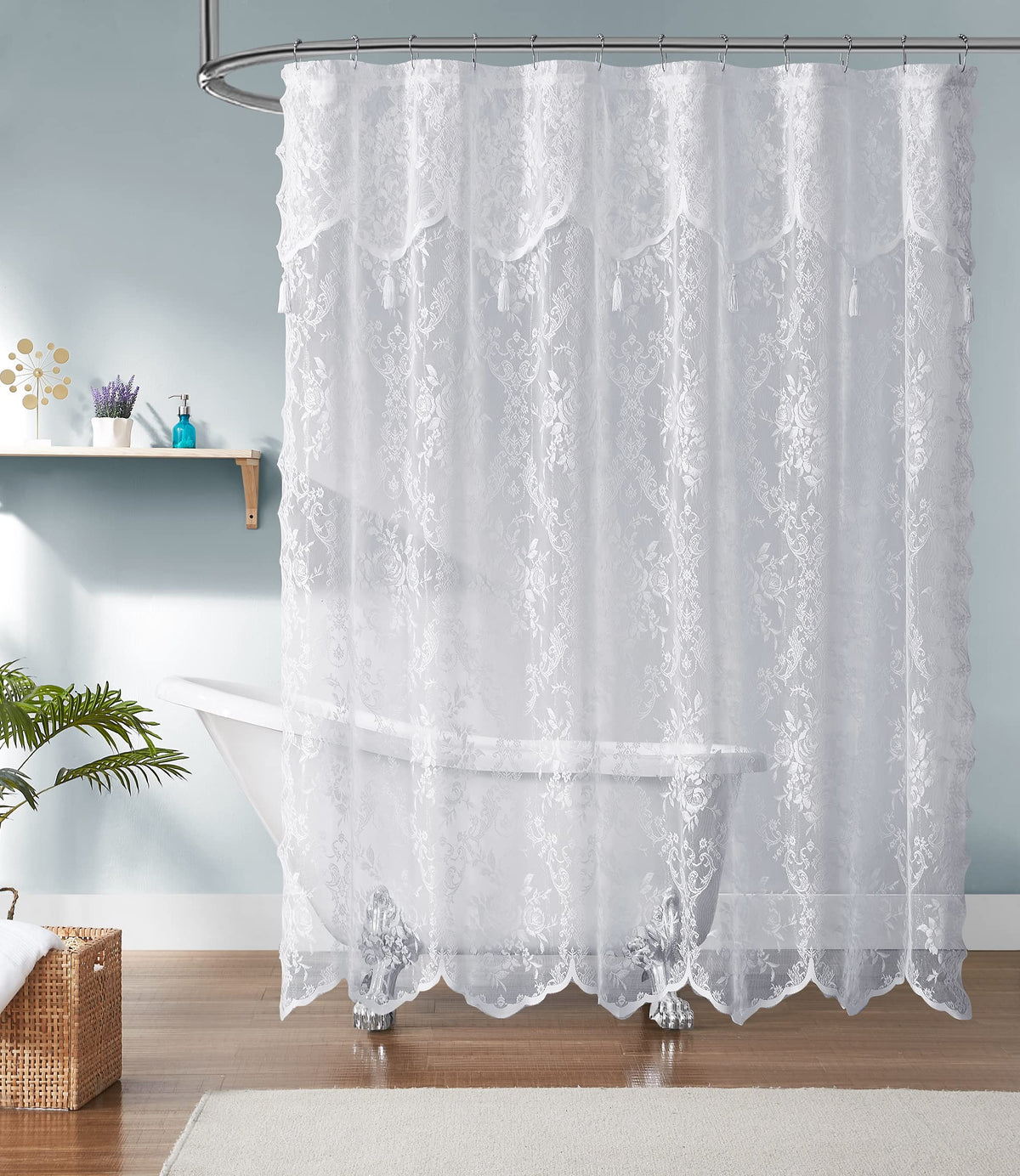 Warm Home Designs Black Stall Shower Curtain with Valance. LA Black 36