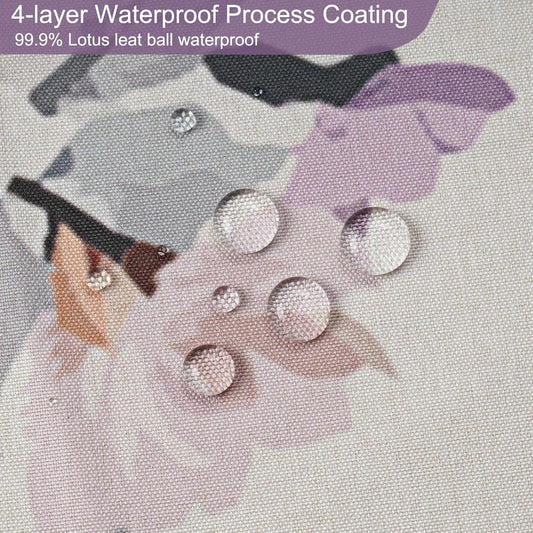 Vintage Floral Shower Curtain 72x72, Lightweight Faux Linen Fabric Bathroom Curtains, Shabby Chic Purple and Pink Rose Cottagecore Bathroom Decor (Oatmeal/Pink Violet)
