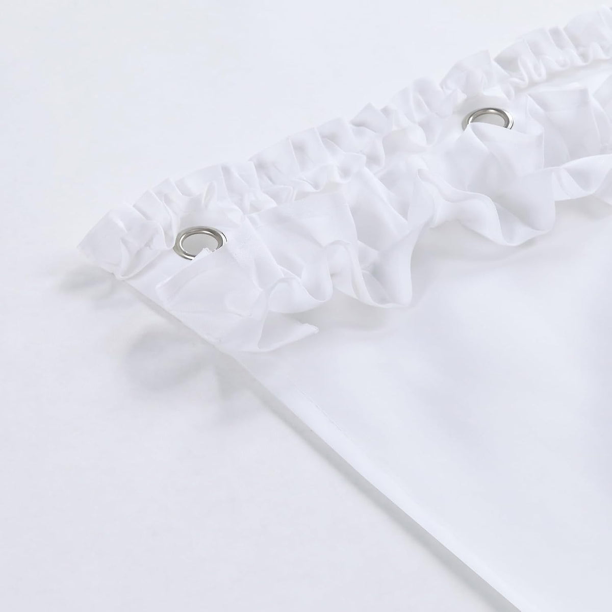 Ruffle Shower Curtain, White Fabric Shower Curtain with Handmade Ruffles, Farmhouse Chic Bath Curtains, 72" W x 72" H