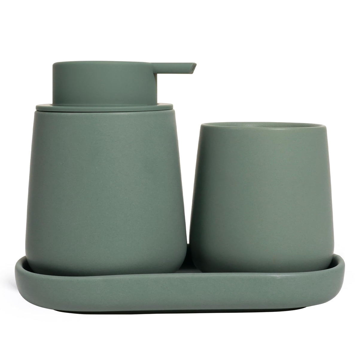 INGOFIN Ceramic Bathroom Accessories Set, Soap Dispenser &Toothbrush Holder