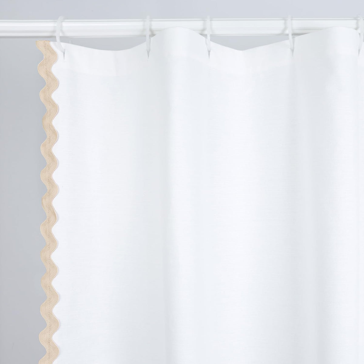 Scalloped Shower Curtain Cotton Pink White for Bathroom Textured 72x72
