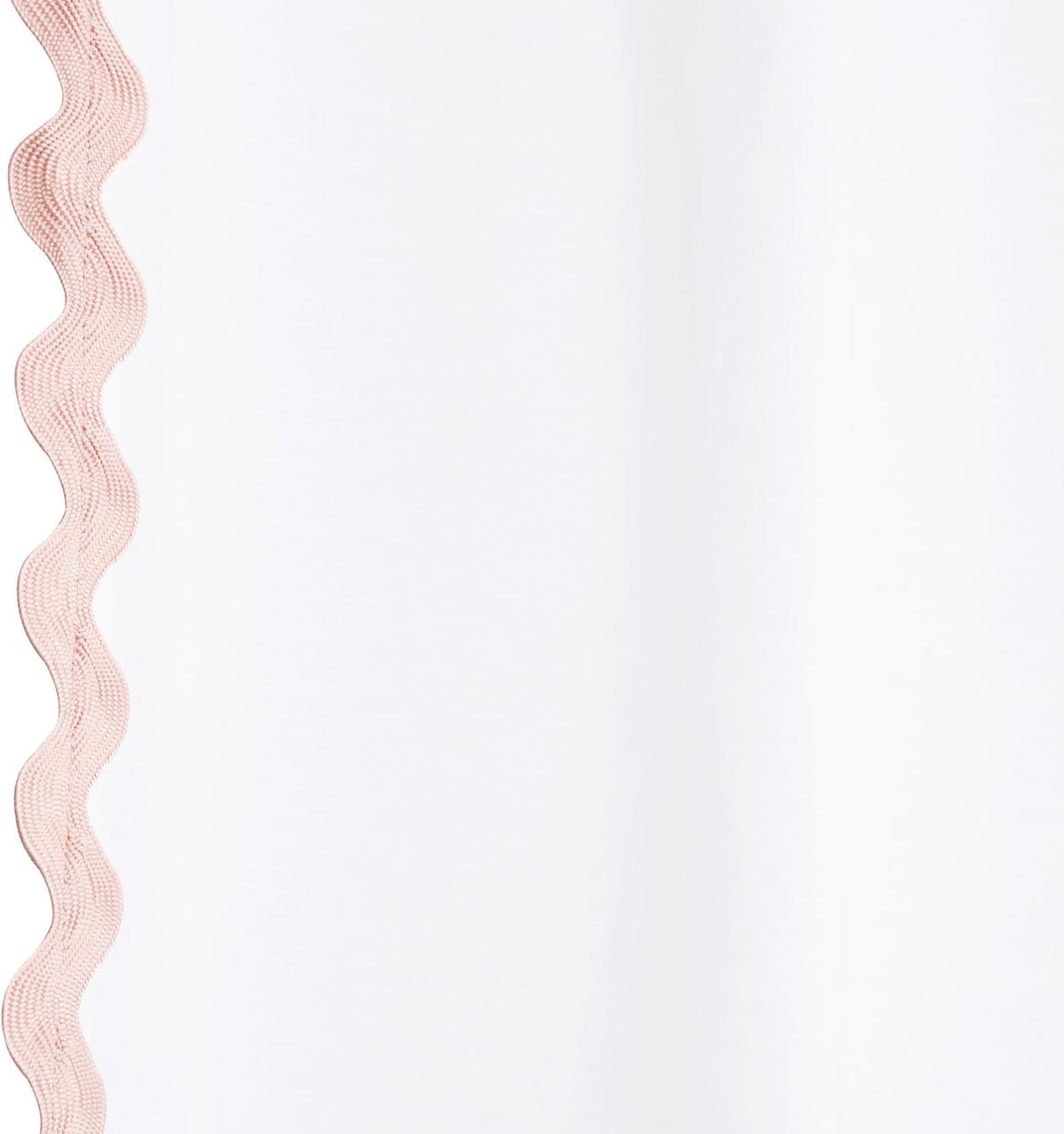 Scalloped Shower Curtain Cotton Pink White for Bathroom Textured 72x72