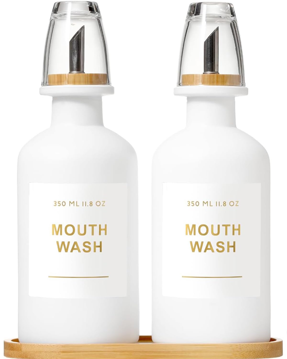 11.8OZ Glass Mouthwash Dispenser, Set of 2, Clear
