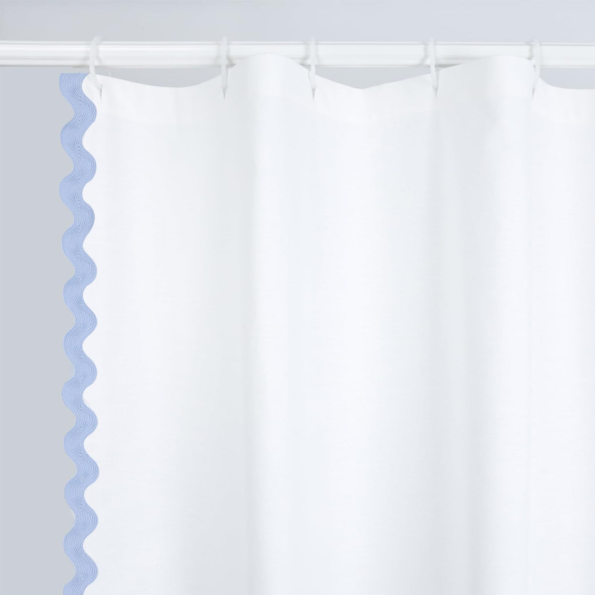 Scalloped Shower Curtain Cotton Pink White for Bathroom Textured 72x72