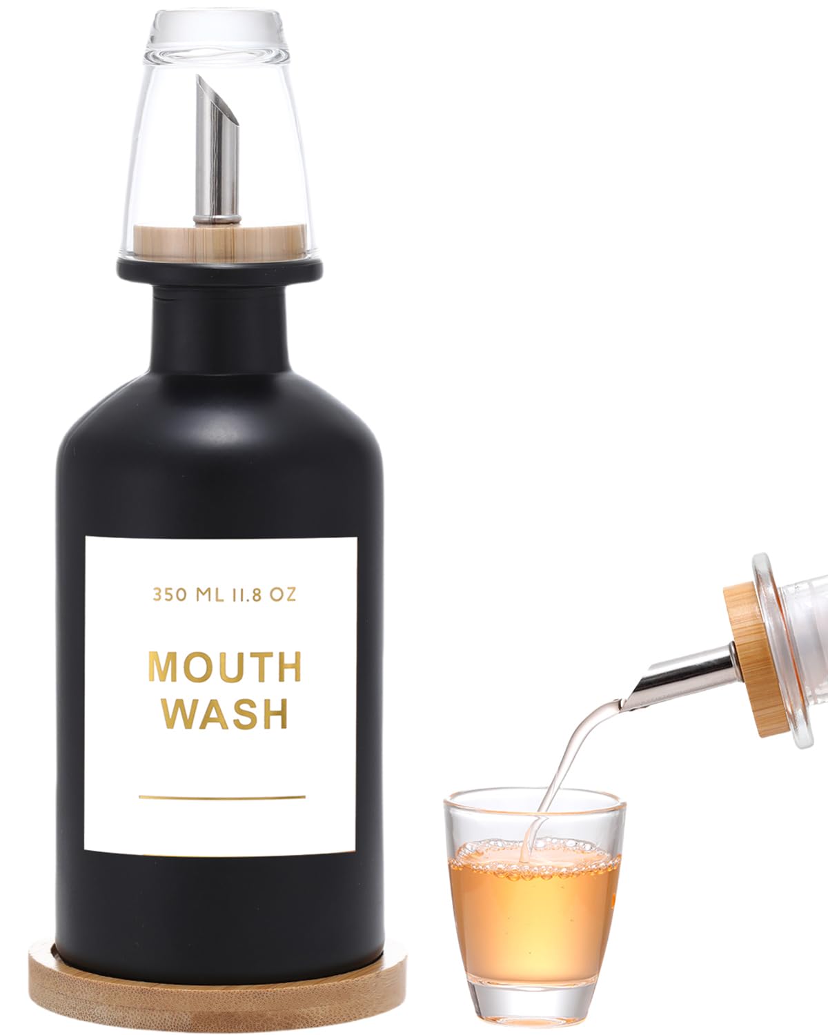 11.8OZ Glass Mouthwash Dispenser, Set of 2, Clear