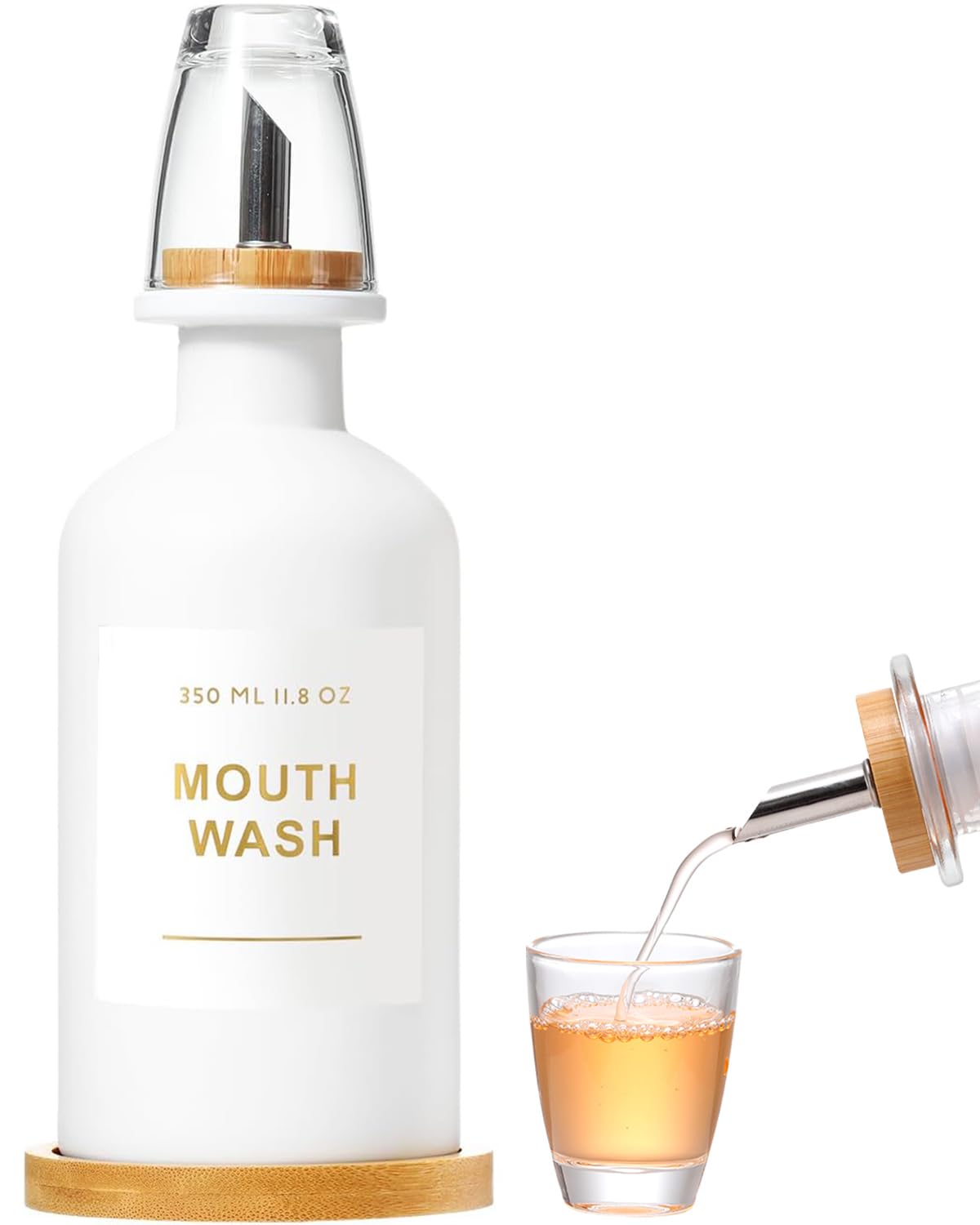 11.8OZ Glass Mouthwash Dispenser, Set of 2, Clear