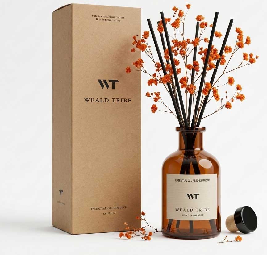 WEALD TRIBE Flower Reed Diffuser Set Clean White Linen Scent for Bathroom Air Fresheners | 4.0 fl oz Fragrance Oils with Sticks Home Fragrance Defusers | House Bedroom Office Shelf Decor & Gift