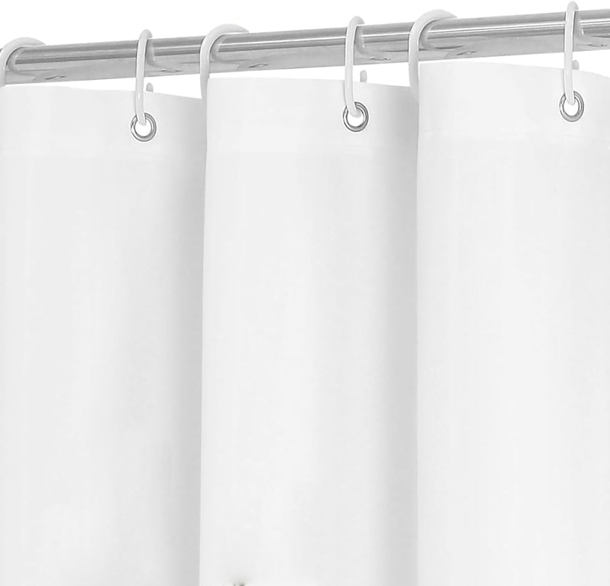 White Fabric with Water Blue Scalloped Border Shower Curtain,Boho Chic Cloth Shower Curtain for Bathroom Showers,72 x 72 Inches