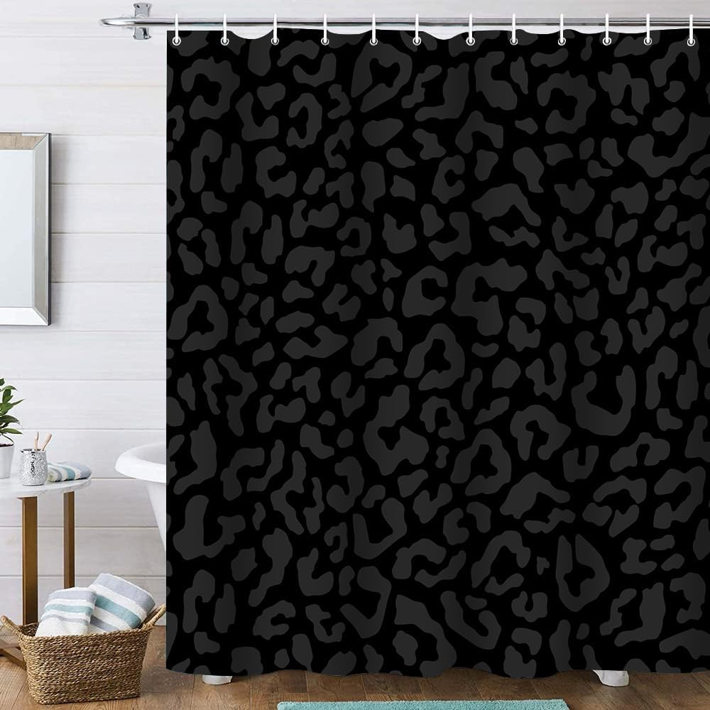 Leopard Shower Curtain 4Pcs Cheetah Print Shower Curtain Sets with Rugs