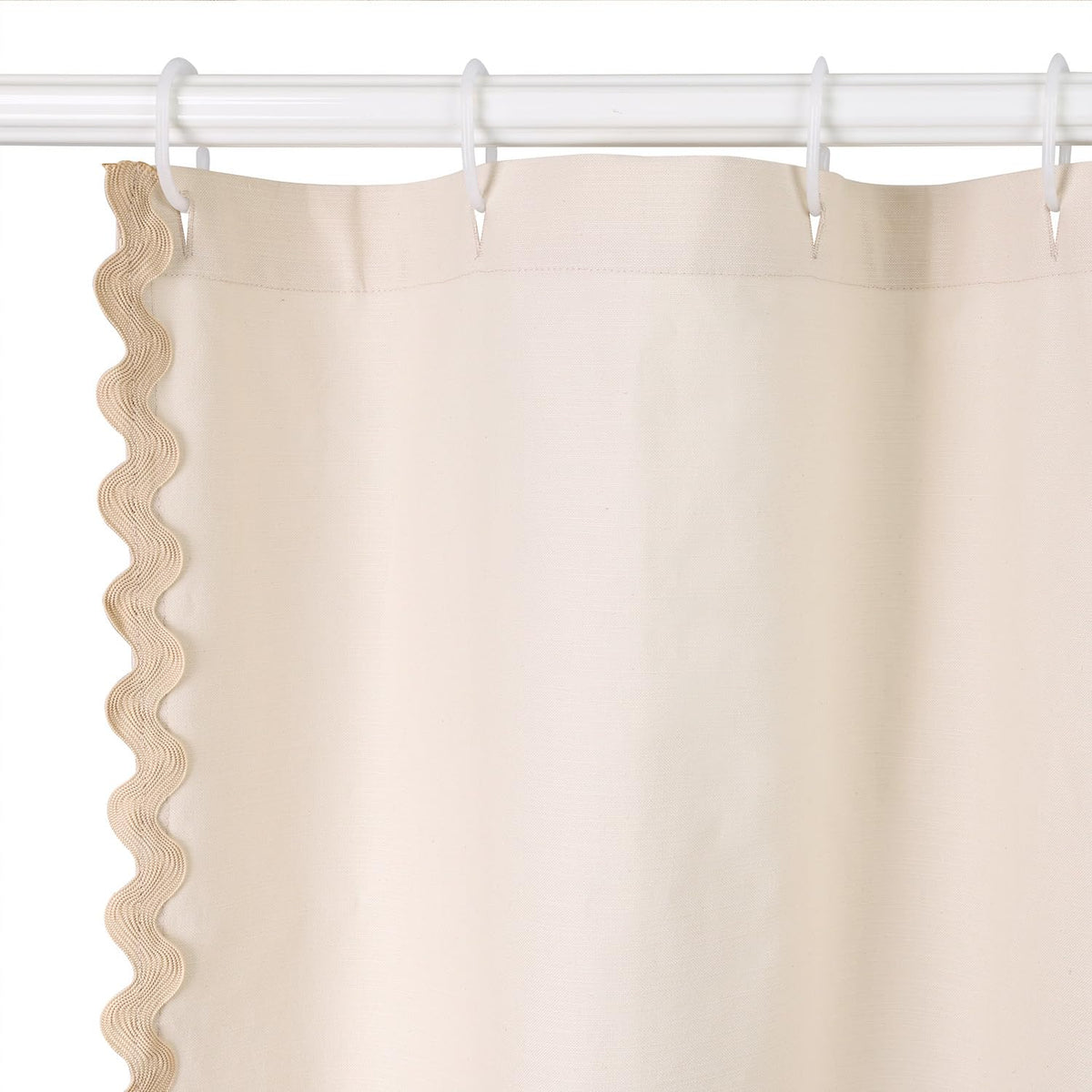 Scalloped Shower Curtain Cotton Pink White for Bathroom Textured 72x72