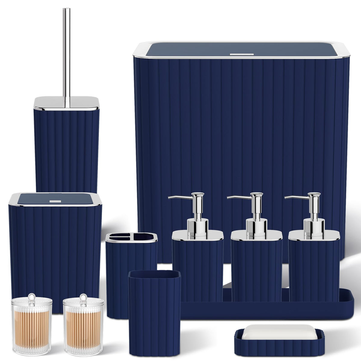 Bathroom Sets with Shower Curtain and Rugs - Elegant Bathroom Set, 27PC Bathroom Accessories Set, Green Bathroom Set, Mini Trash Can, Toilet Brush, Trash Can & Soap Dispenser