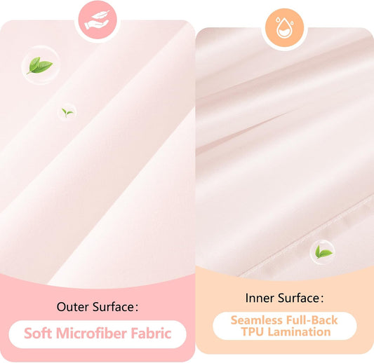 Seenus Baby Pink Ruffle Shower Curtain with Waterproof TPU Backed, Soft Microfiber Lovely French Ruched Shower Curtain, 72 x 72 Inch Bathroom 2 in 1 Washable Fabric Shower Curtain with TPU Lining