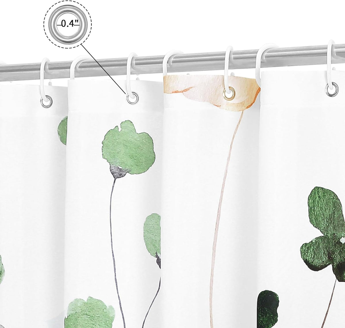 Gibelle Sage Green Beige Watercolor Floral Fabric Shower Curtain 72x72