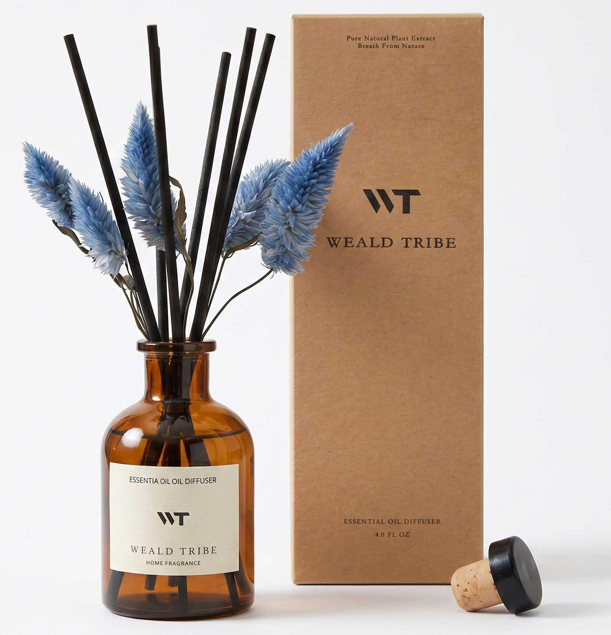 WEALD TRIBE Flower Reed Diffuser Set Clean White Linen Scent for Bathroom Air Fresheners | 4.0 fl oz Fragrance Oils with Sticks Home Fragrance Defusers | House Bedroom Office Shelf Decor & Gift