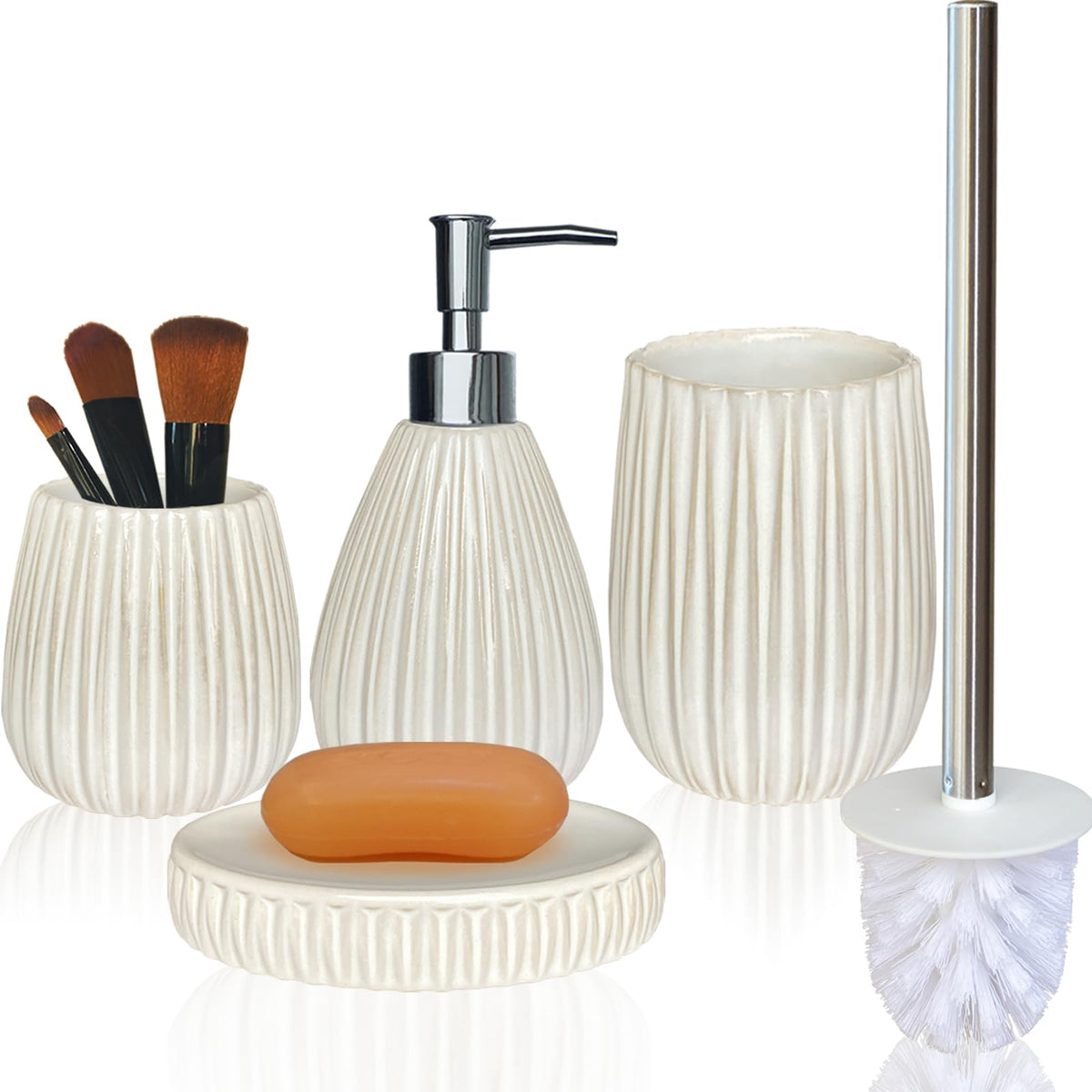 Bath Accessories Sets for Bathroom,Black Bathroom soap Dispenser Set,Ceramic Liquid Dispenser Pump, 2 Tumbler Cup,Soap Dish-Bathroom Home Decor Clearance (12 Ounce Black)