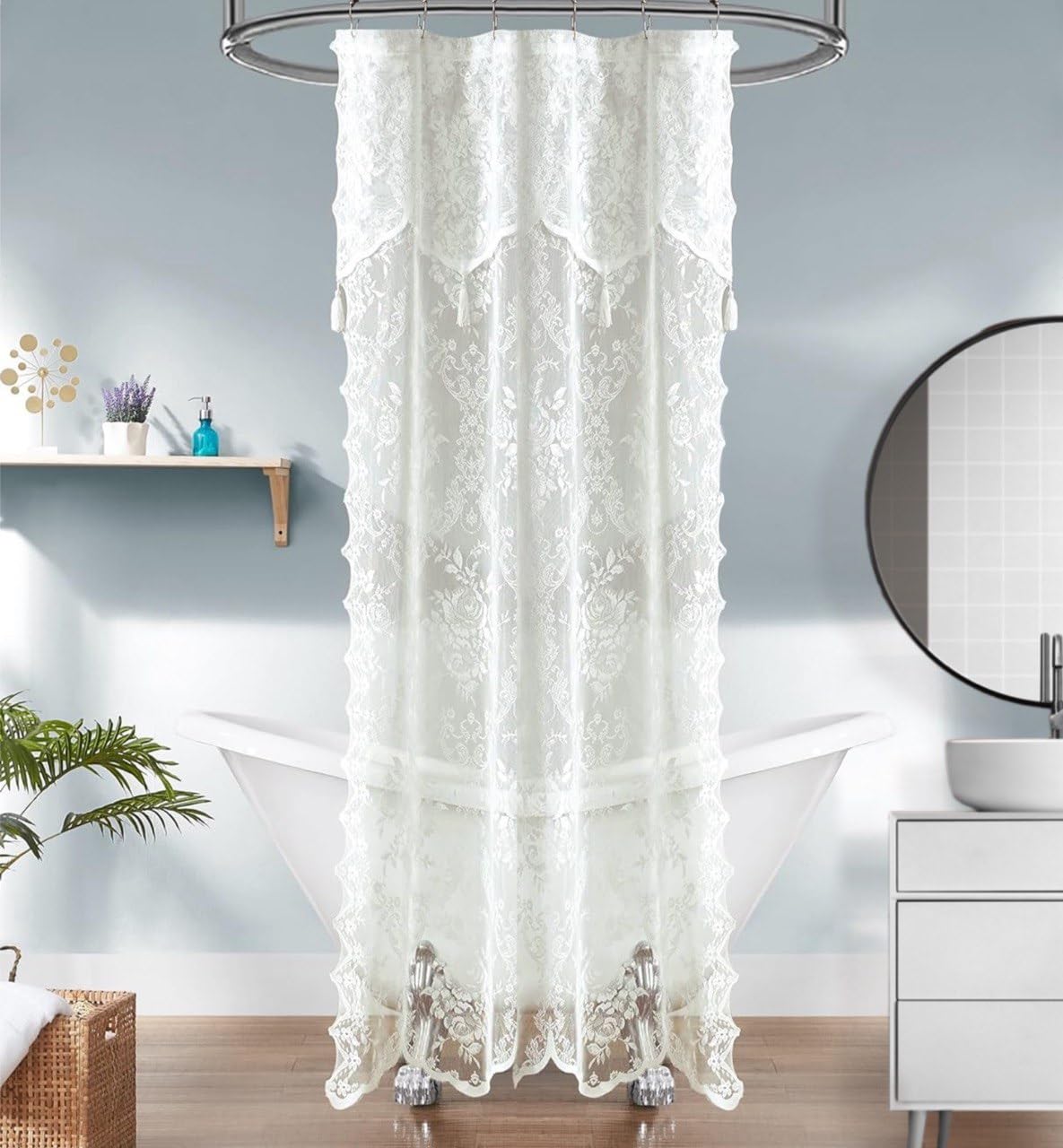 Warm Home Designs Black Stall Shower Curtain with Valance. LA Black 36