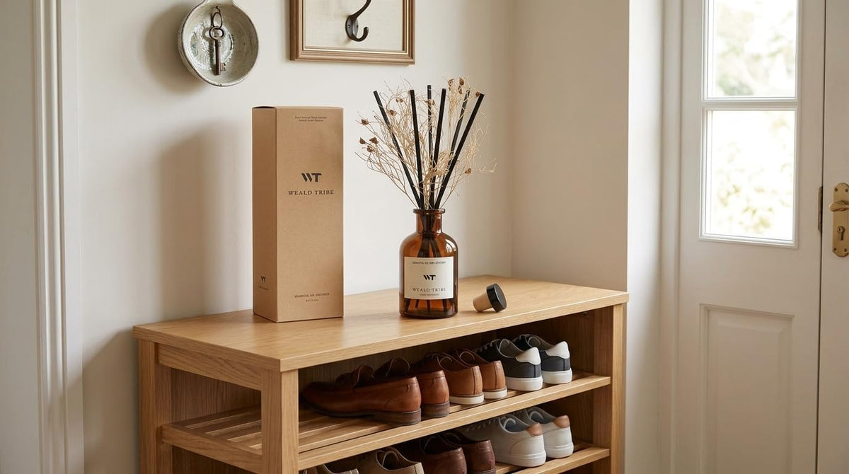 WEALD TRIBE Flower Reed Diffuser Set Clean White Linen Scent for Bathroom Air Fresheners | 4.0 fl oz Fragrance Oils with Sticks Home Fragrance Defusers | House Bedroom Office Shelf Decor & Gift