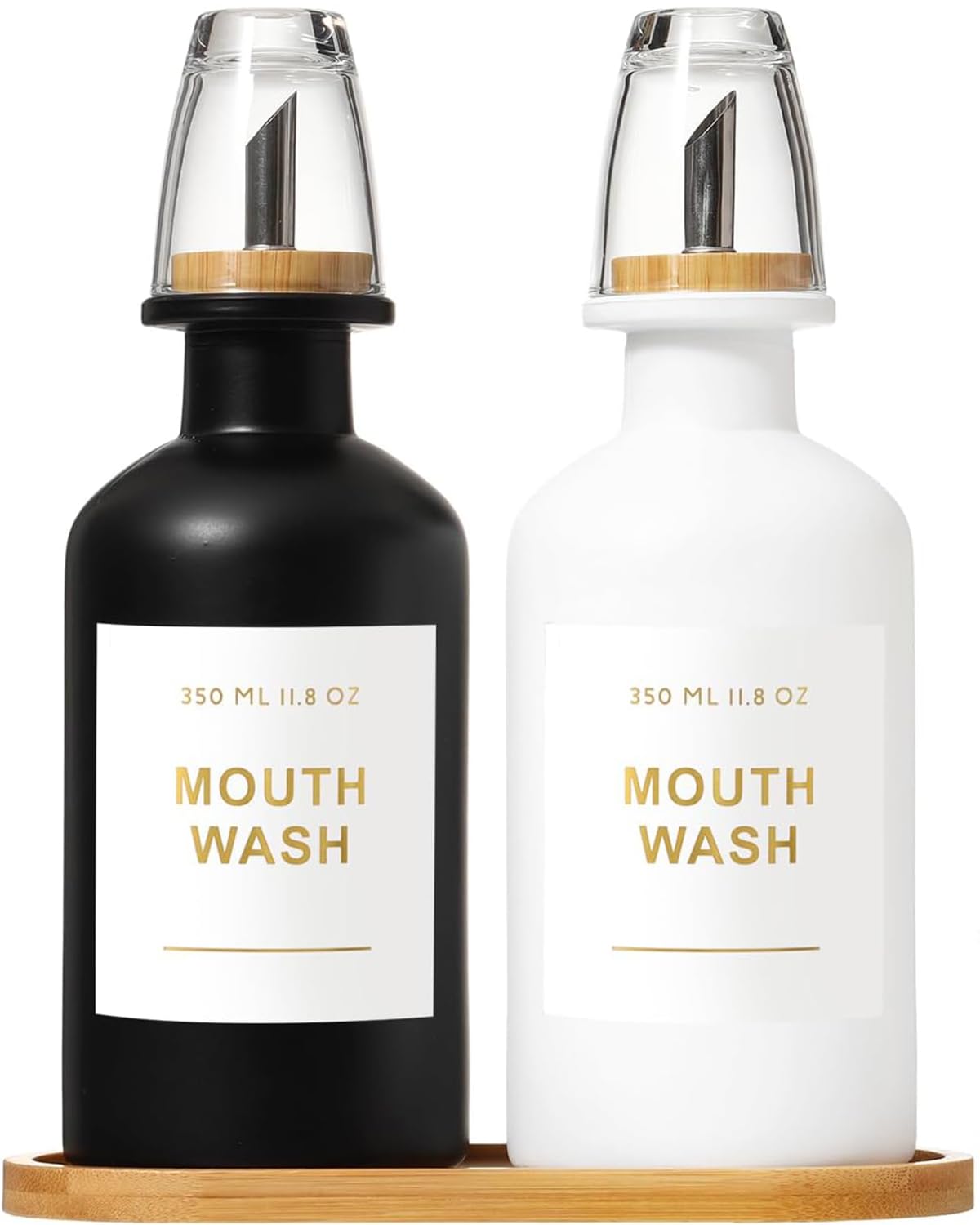 11.8OZ Glass Mouthwash Dispenser, Set of 2, Clear