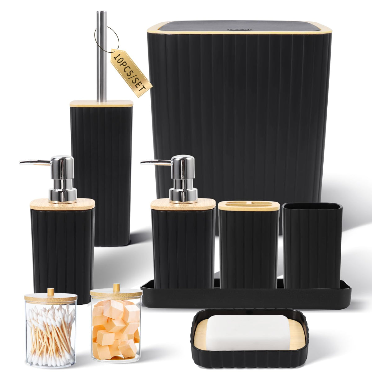 XLHOMO Bathroom Accessories Set - 10PC Gorgeous Black Bathroom Set
