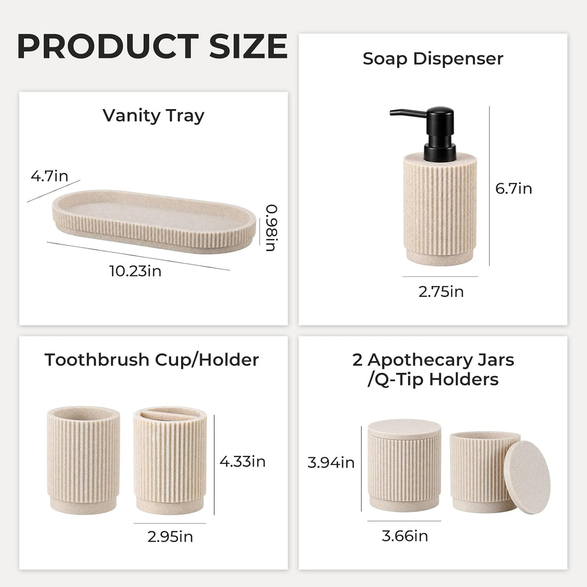 UFORU 6-Piece Bathroom Accessories Set,Resin Vanity Countertop Organizer