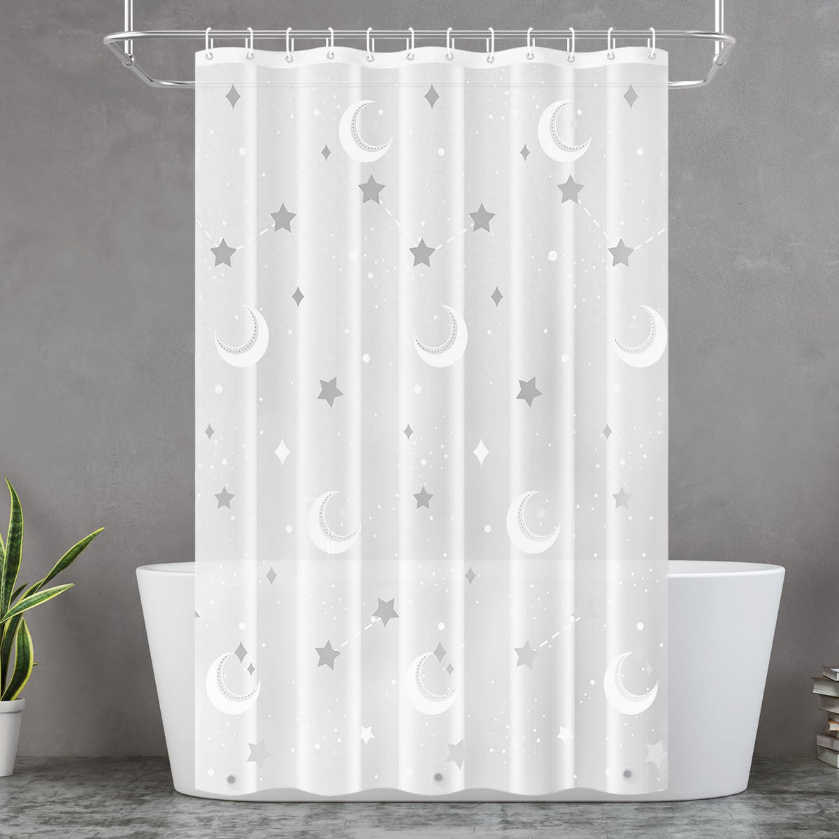 PEVA Shower Curtain, Water Repellent Premium Bathroom Shower Curtain with 3 Magnetic Weights for Shower Stall, Bathtubs