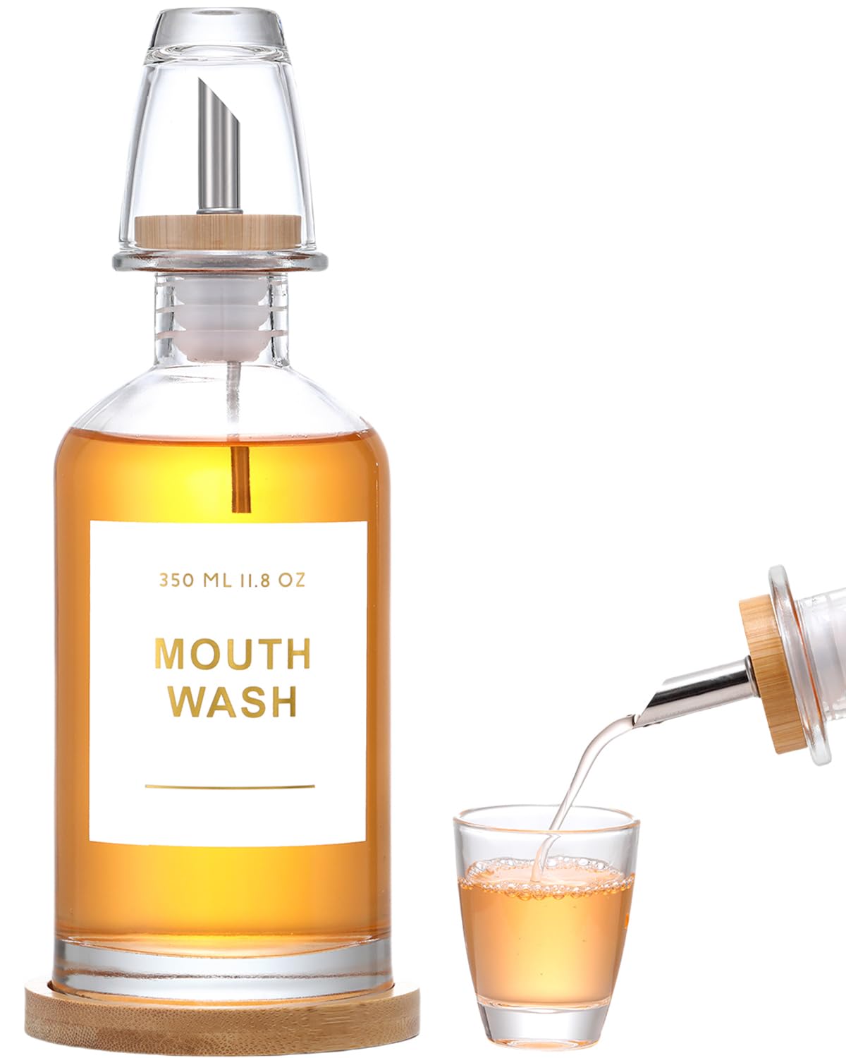 11.8OZ Glass Mouthwash Dispenser, Set of 2, Clear