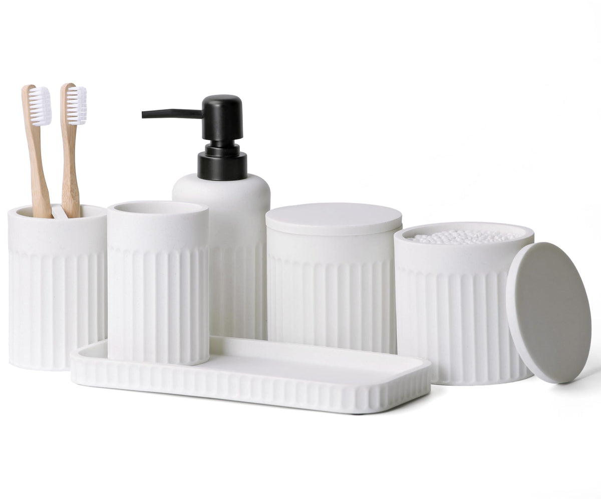 INIUNIK Bathroom Accessory Set, 6 Pieces, Dark Grey