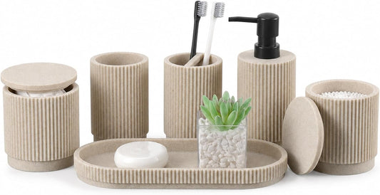 UFORU 6-Piece Bathroom Accessories Set,Resin Vanity Countertop Organizer