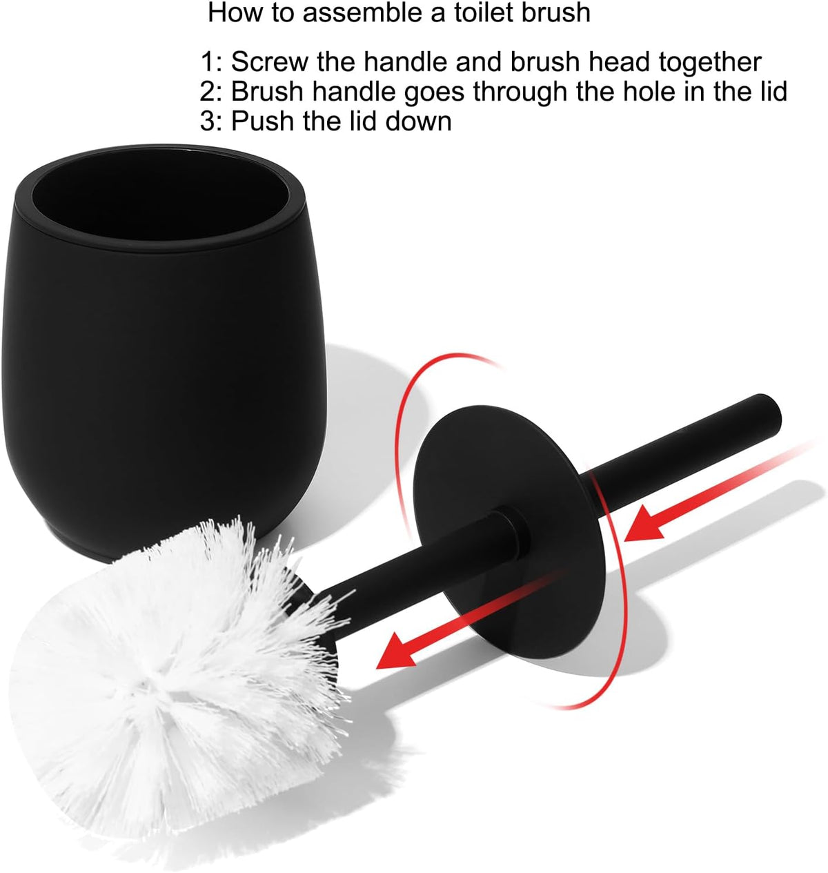 GAHEFY Black Bathroom Accessories Set with Small Trash Can 3 Liter/0.8 Gallon,Toothbrush Holder,Soap Dispenser,Vanity Tray,Toilet Brush and Holder Black 5pcs