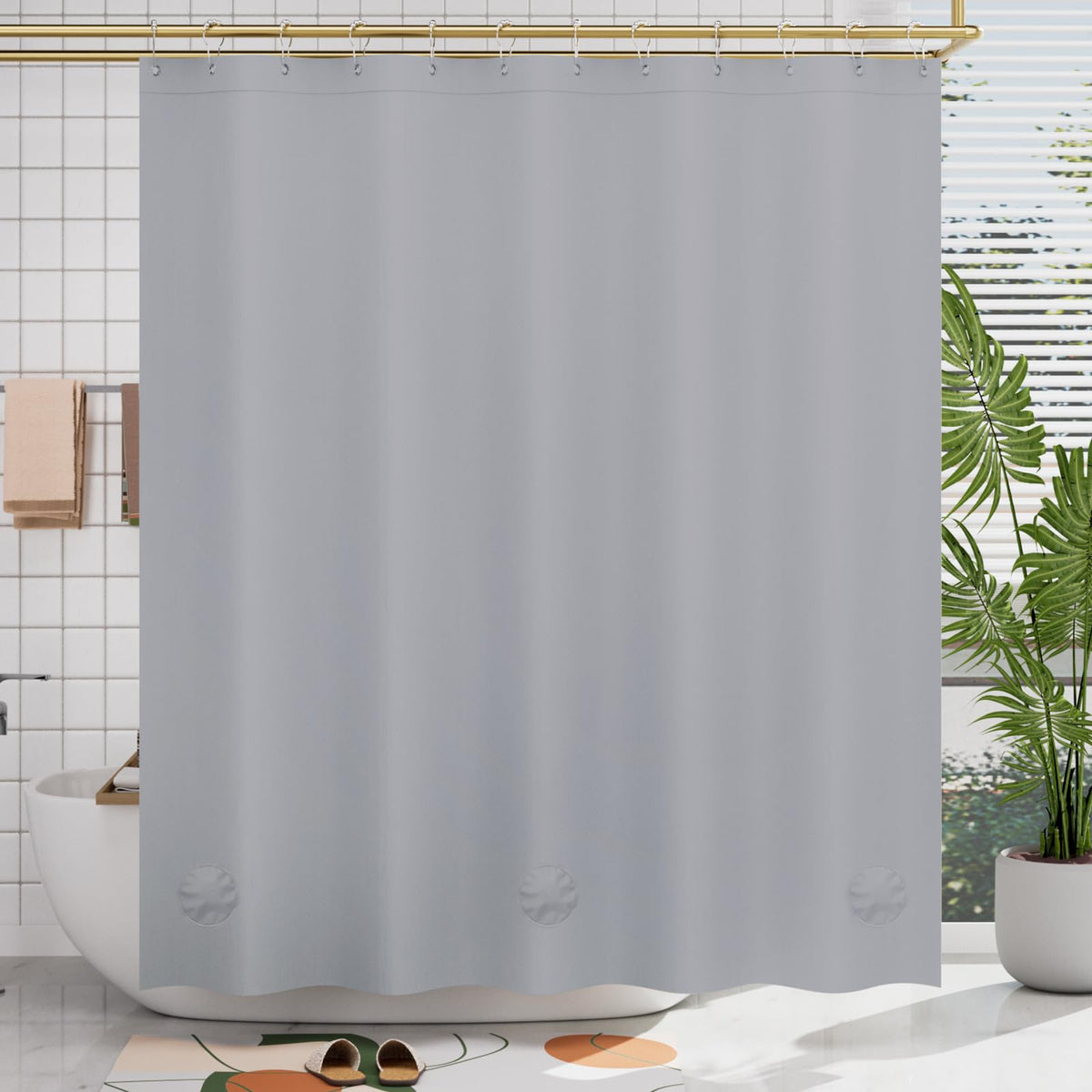 AmazerBath Plastic Shower Curtain Clear 72x74 Inches, Clear Shower Curtain Heavy Duty 8G Premium PEVA, Weighted Shower Curtains for Bathroom Accessories with 3 Big Stones and 12 Rustproof Grommets