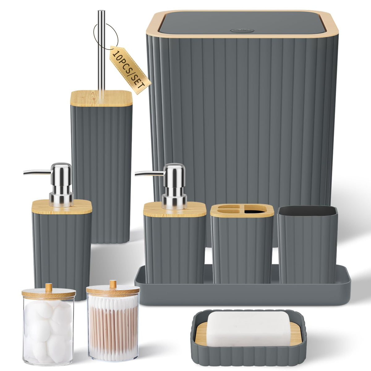 XLHOMO Bathroom Accessories Set - 10PC Gorgeous Black Bathroom Set