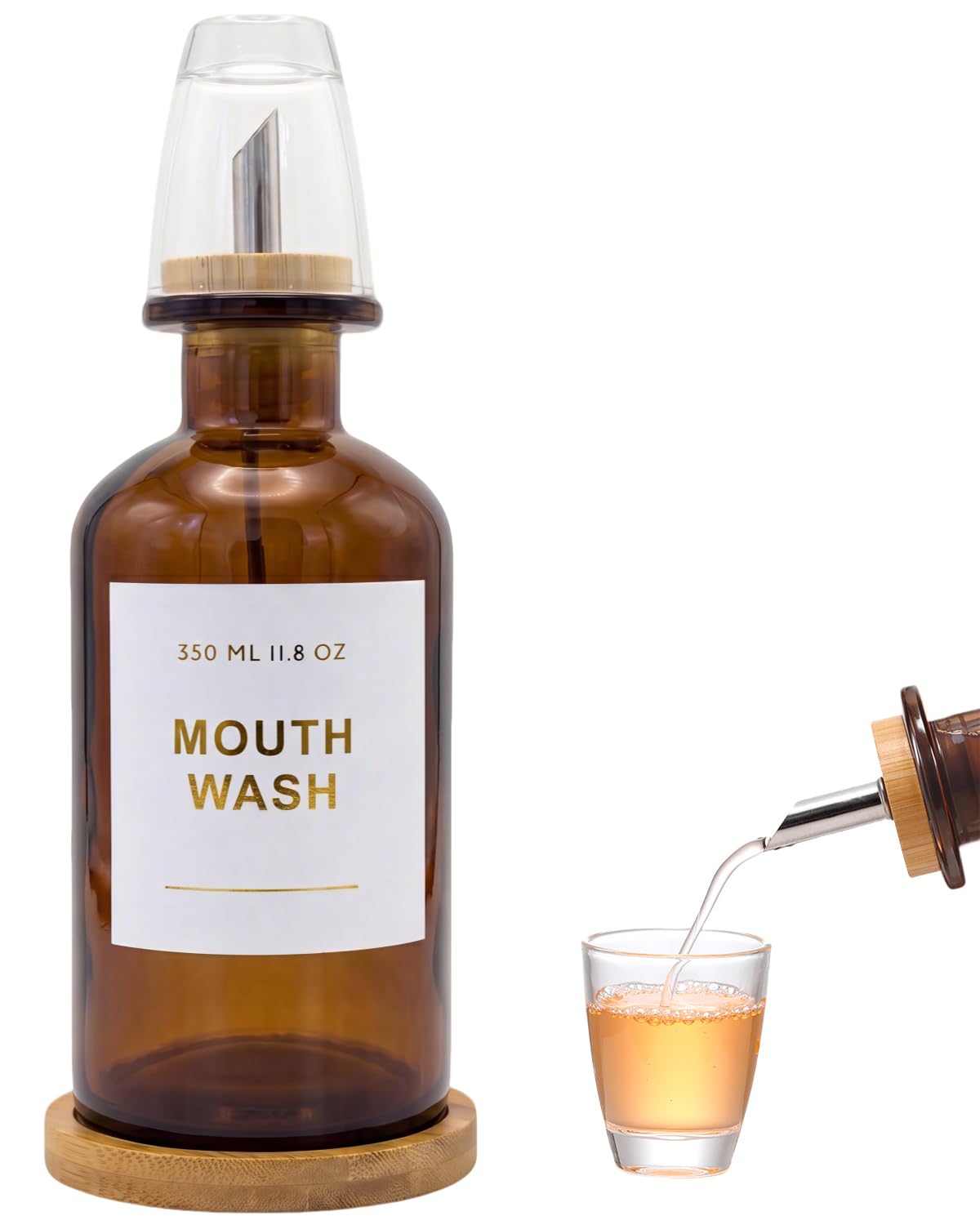 11.8OZ Glass Mouthwash Dispenser, Set of 2, Clear