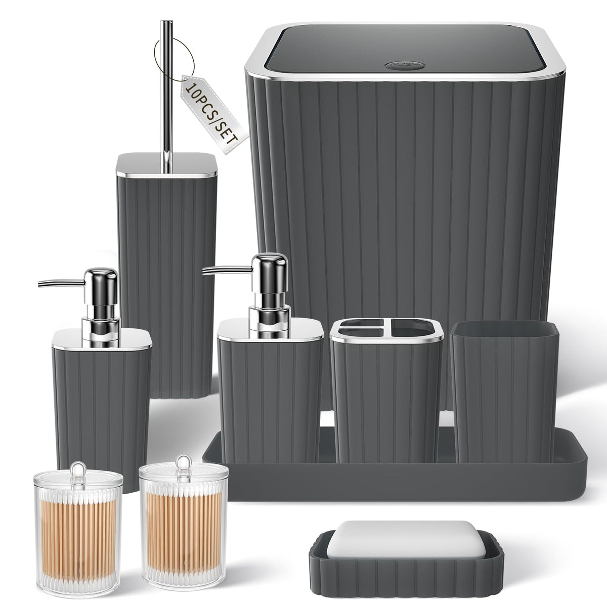 XLHOMO Bathroom Accessories Set - 10PC Gorgeous Black Bathroom Set