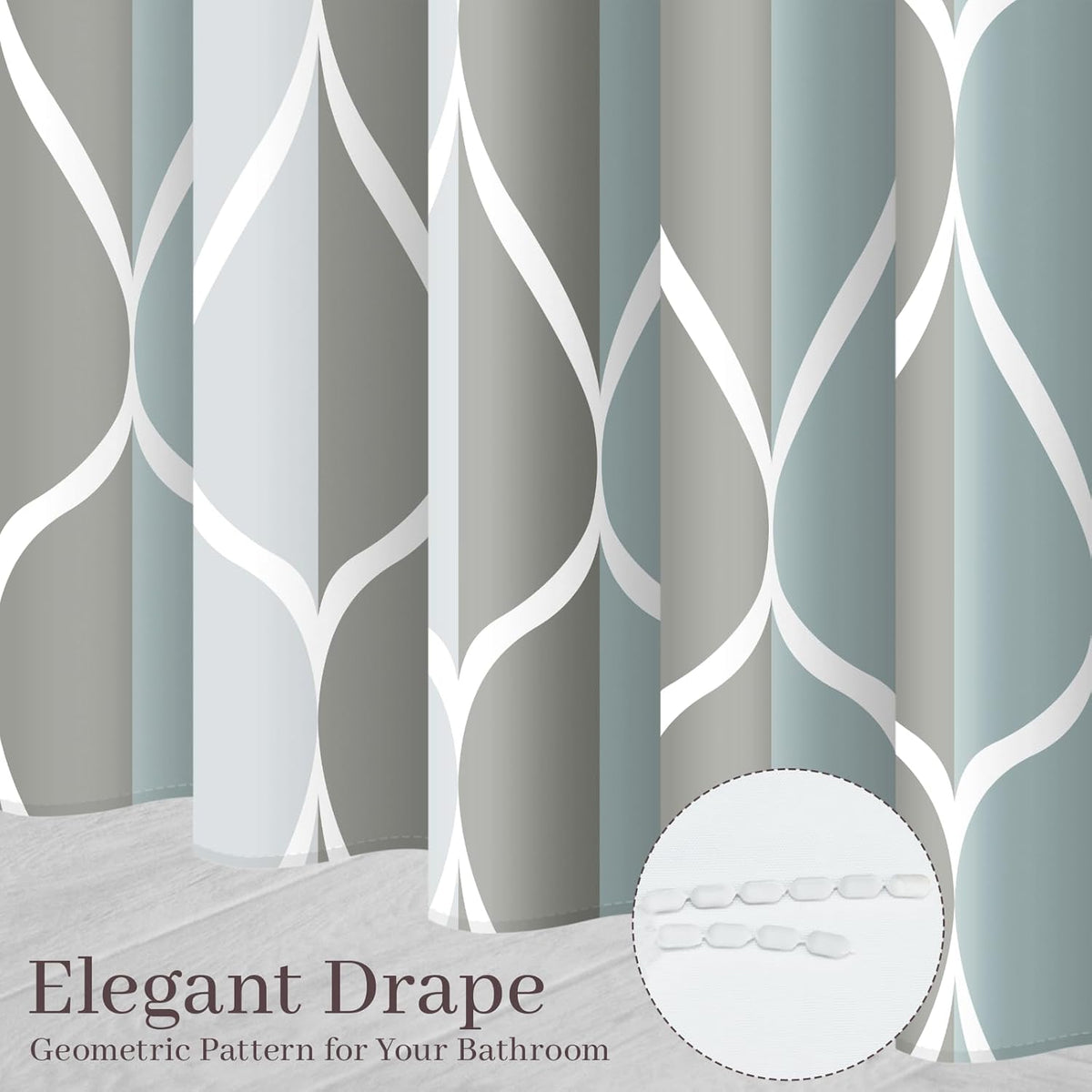 Gelbchu Grey Blend Geometric Shower Curtain for Bathroom, 72x72 Inch