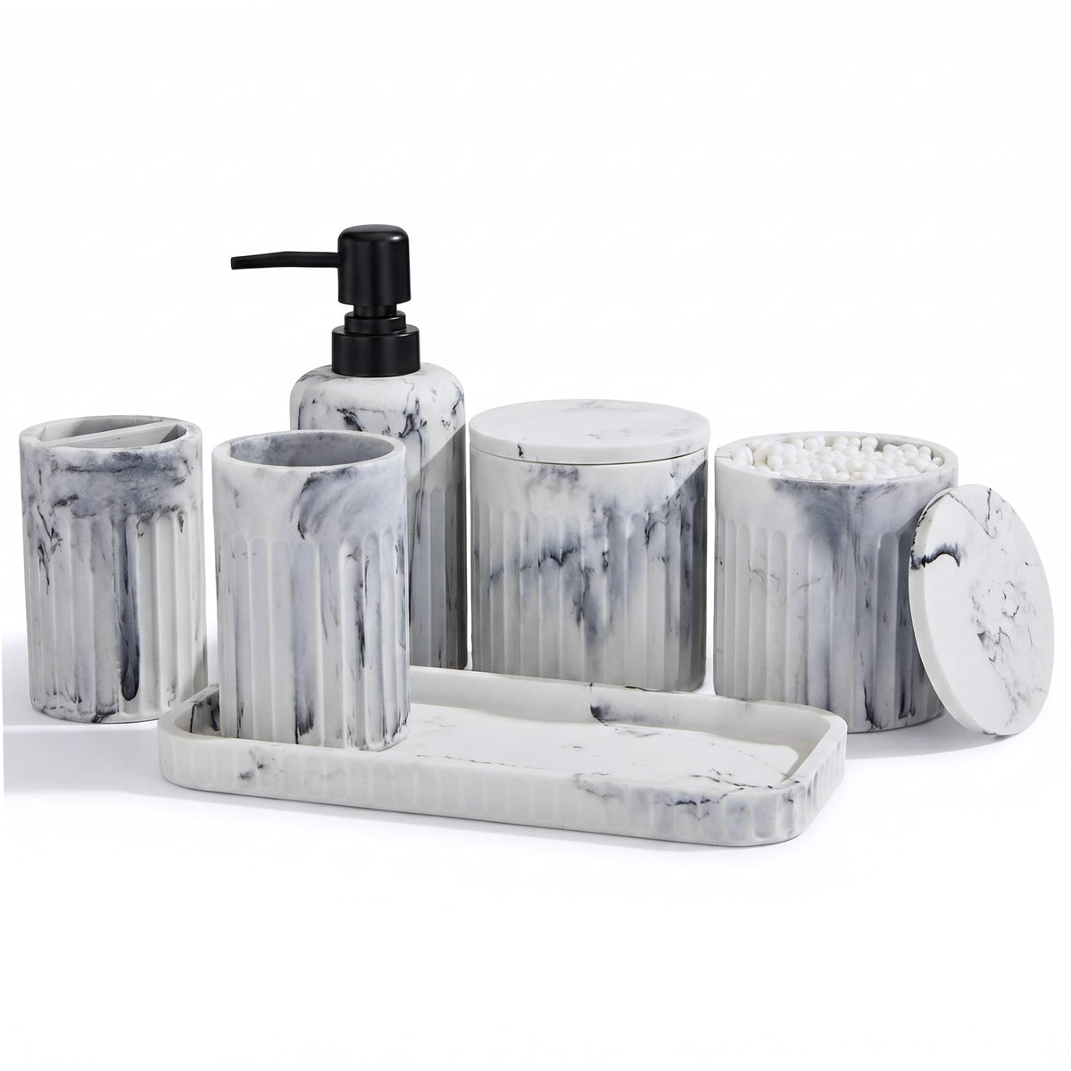 INIUNIK Bathroom Accessory Set, 6 Pieces, Dark Grey