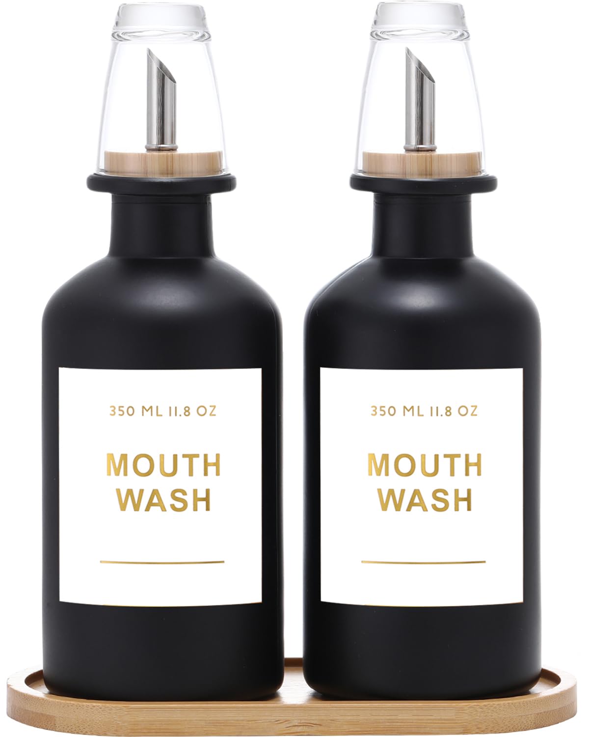 11.8OZ Glass Mouthwash Dispenser, Set of 2, Clear