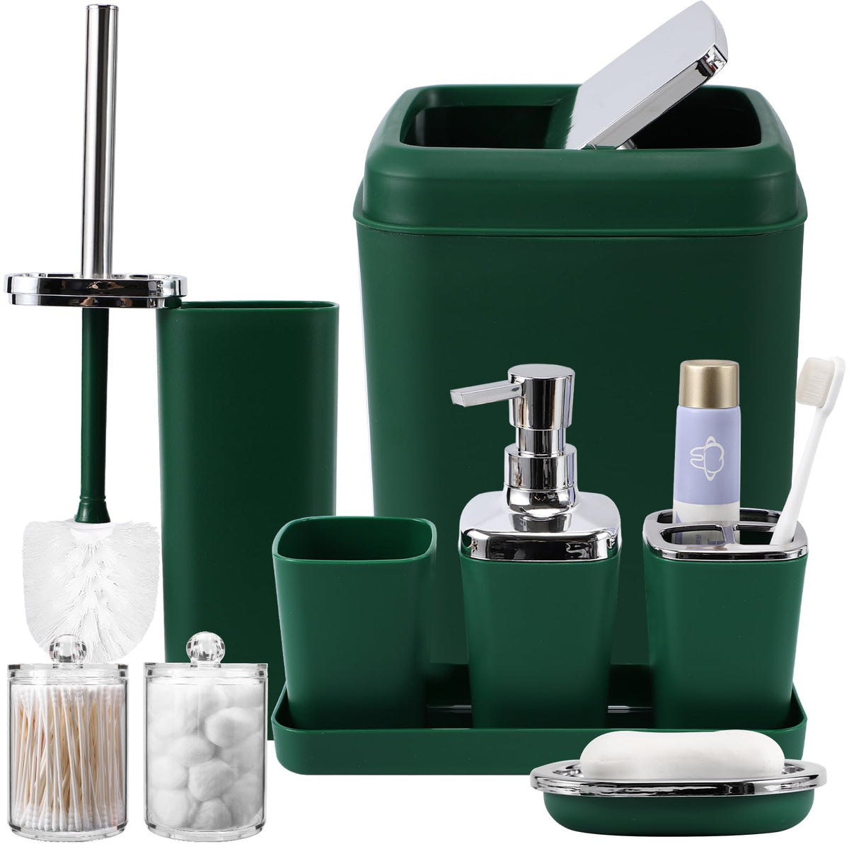XLHOMO Sage Green Bathroom Set, Bathroom Sets with Shower Curtain and Rugs